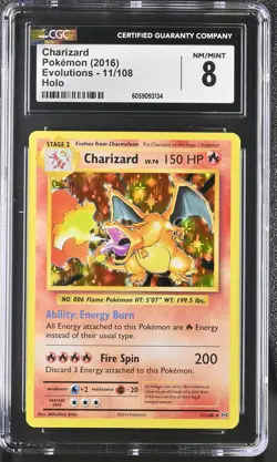 CGC 8 Charizard 2016 Evolutions 11/108 Holo Pokemon Card psa - Image 1