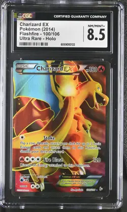 CGC 8.5 Charizard EX 2014 Flashfire 100/106 Ultra Rare Holo Pokemon Card - Image 1