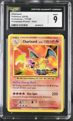 CGC 9 Charizard Evolutions 11/108 Prerelease Promo Holo Pokemon Card - Image 1