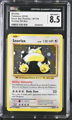 CGC 8.5 Snorlax 2016 Black Star Promos XY179 Snorlax GX Box Pokemon Card - Image 1