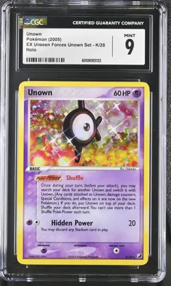 CGC 9 MINT Unown 2005 EX Unseen Forces Unown Set K/28 Holo Pokemon Card psa - Image 1