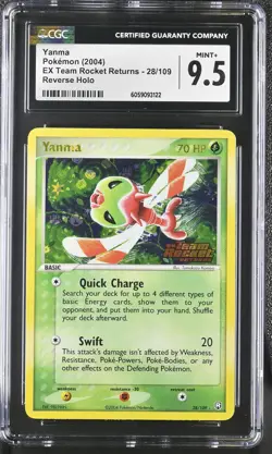 CGC 9.5 Yanma EX Team Rocket Returns 28/109 Reverse Holo STAMPED Pokemon Card - Image 1