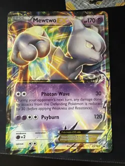 Pokemon TCG Mewtwo EX XY183 Card Photon Wave & Psyburn Jumbo Card Toploader - Image 1