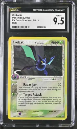 CGC 9.5 MINT+ Crobat 2005 EX Delta Species 2/113 Holo Pokemon Card psa - Image 1