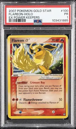 2007 POKEMON EX POWER KEEPERS GOLD STAR #100 FLAREON-HOLO PSA 1 - Image 1