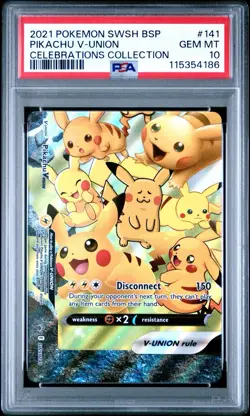 2021 POKEMON SWSH BLACK STAR PROMO CELEBRATIONS COLL #141 PIKACHU V-UNION PSA 10 - Image 1