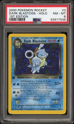 2000 Pokemon Rocket #3 Dark Blastoise-Holo 1st Edition PSA 8 - Image 1