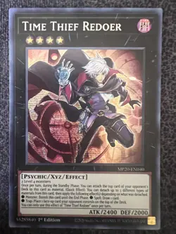 Yugioh Time Thief Redoer MP20-EN040 Prismatic Secret Rare 1st Edition NM - Image 1