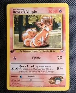 Brock’s Vulpix 1st Edition 73/132 Gym Heroes Pokemon Card - LP/Played - Image 1