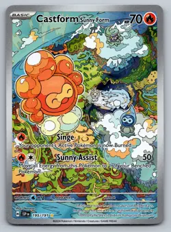 Castform Sunny Form 195/191 Illustration Rare Surging Sparks Pokemon Card NM - Image 1