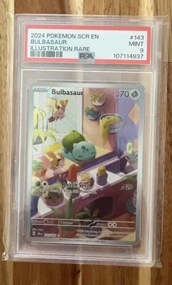 Pokemon TCG Bulbasaur Stellar Crown Illustration Rare Card 143/142 PSA 9 - Image 3