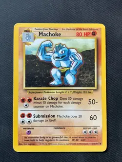 Machoke 34/102 Pokemon Card Vintage Base Set Unlimited WOTC LP (Excellent) - Image 1
