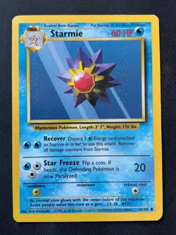 Starmie 64/102 Pokemon Card Vintage Base Set Unlimited WOTC 1999 LP (Excellent) - Image 1