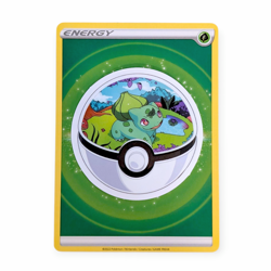 Anime Pokemon Vinyl Sticker (QQ95): Bulbasaur with Grass Energy Card - Image 1