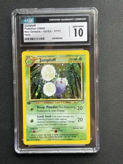 CGC 10 GEM MINT Jumpluff Neo Genesis 1st Edition 7/111 Holo Pokemon Card - Image 1