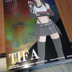 Tifa Final Fantasy VII Reverse Metallic Post Card Vintage Square Enix Japanese - Image 4