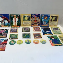 Pokemon Lot Cards, Stickers & Pogs. 37 Total Pieces. - Image 1