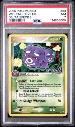 2005 POKEMON EX DELTA SPECIES WEEZING #33 REVERSE FOIL PSA 8 NM #114858009 - Image 1