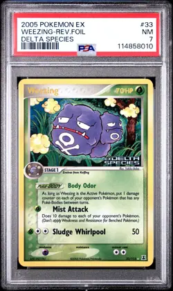 2005 POKEMON EX DELTA SPECIES WEEZING #33 REVERSE FOIL PSA 8 NM #114858010 - Image 1