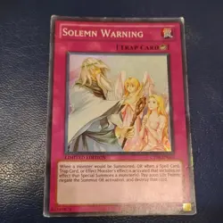 Yugioh Card TCG Solemn Warning Super Rare CT08-EN015 Played - Image 1