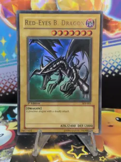 Yugioh 1st Edition Red-Eyes Black Dragon SDJ-001 Holo Rare LP - Image 1