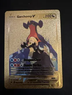 Garchomp V Gold Foil Fan Art Vinyl Textured Collector Pokemon Card Sonic Strike - Image 1