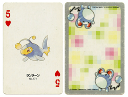 2000 Lanturn 5 of Hearts Pokemon Silver Part 2 Playing Card Japan Original - Image 1