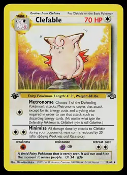 Pokemon Card - Clefable Jungle 1st Edition 17/64 Rare - Image 1
