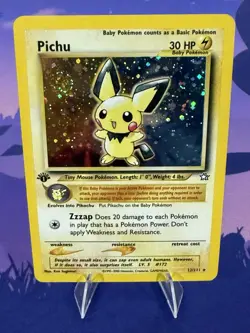 Pokemon Pichu TCG Neo Genesis 1st Edition Holo Card 12/111 🌀SWIRL - Image 1