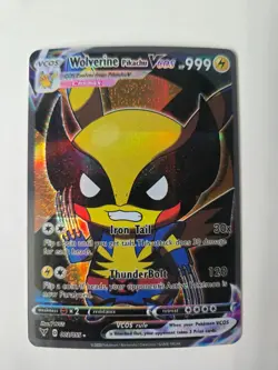 Pokemon Wolverine Pikachu VCOS Shiny Card Custom Holo Card Fan Art - Image 1