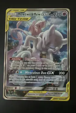 Pokemon TCG Mewtwo and Mew GX Black Star Promos SM191 Holo Card NM Condition - Image 1