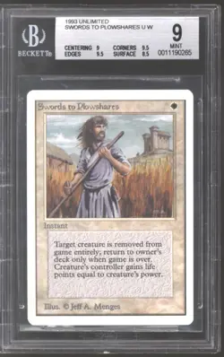 Magic MTG Unlimited Swords to Plowshares BGS 9 (9, 9.5, 9.5, 8.5) NEAR MINT NM - Image 1