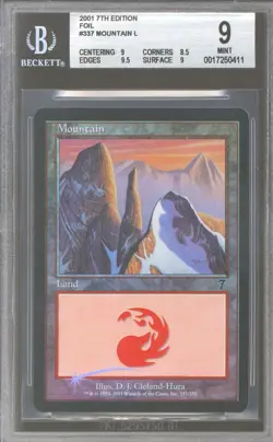 Magic MTG 7th Edition Seventh Ed FOIL Mountain BGS 9 (9, 8.5, 9.5, 9) NEAR MINT - Image 1