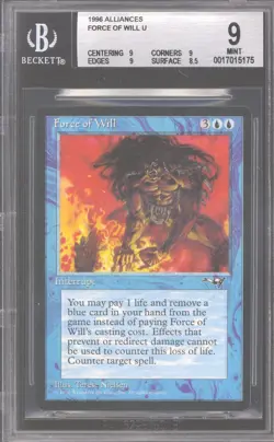 Magic MTG Alliances Force of Will BGS 9 (9, 9, 9, 8.5) NEAR MINT NM - Image 1