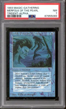 Magic MTG Alpha Merfolk of the Pearl Trident PSA 7 NEAR MINT NM - Image 1