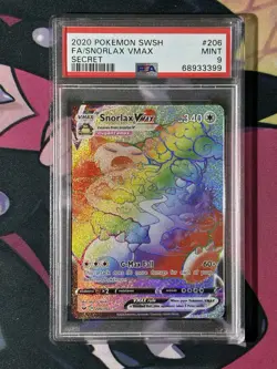 2020 Snorlax VMAX Secret Full Art 206/202 (PSA 9, MINT) Pokemon Sword And Shield - Image 1