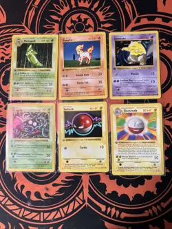 Vintage lot of 6 rare Shadowless 1st Edition Base Set Pokemon Cards - Image 1