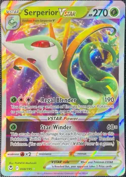 Serperior Vstar 008/195 Pokemon Silver Tempest - Near Mint - Pack Fresh - Image 1