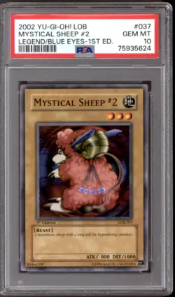 Yu-Gi-Oh Legend BEWD 1st Edition Mystical Sheep 2 LOB-037 PSA 10 GEM MINT YuGiOh - Image 1