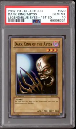 Yu-Gi-Oh Legend BEWD 1st Edition Dark King Abyss LOB-020 PSA 10 GEM MINT YuGiOh - Image 1