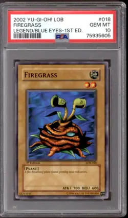 Yu-Gi-Oh Legend Blue Eyes 1st Edition Firegrass LOB-018 PSA 10 GEM MINT YuGiOh - Image 1