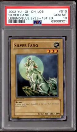 Yu-Gi-Oh Legend Blue Eyes 1st Edition Silver Fang LOB-010 PSA 10 GEM MINT YuGiOh - Image 1