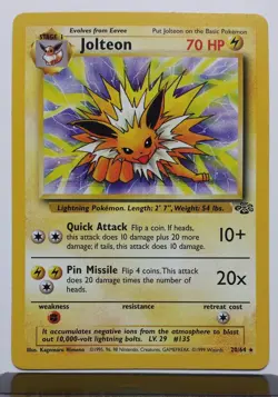 Jolteon 20/64 - NM / M - RARE Non Holo Jungle Pokemon Card $2 Flat Shipping - Image 1