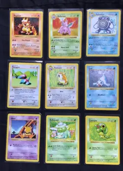 Pokemon Cards: Shadowless Base Set 64 Card Non-Holo Lot - Image 3