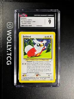 DELIBIRD DOUBLE HOLO ERROR CGC 9 5/64 Neo Revelation Holo Eng Pokemon Card PSA - Image 1