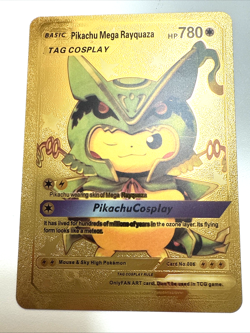 Pokemon Pikachu Mega Rayquaza 780hp Gold Foil Fan Art Card 006 - Image 1