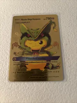Pokemon Pikachu Mega Rayquaza 780hp Gold Foil Fan Art Card 006 - Image 1