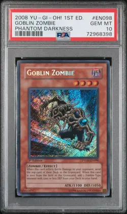 Goblin Zombie Yugioh 2008 PTDN-EN098 Secret Rare 1st Edition PSA 10 - Image 1
