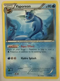Vaporeon 22/98 Ancient Origins Pokemon Card 2015 NM/Mint Free Shipping - Image 1