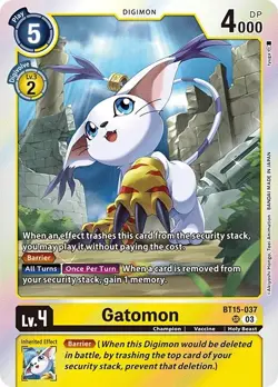 Gatomon BT15-037 SR Digimon Card Game NM - Image 1